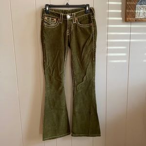 true religion Joey green corduroy flares